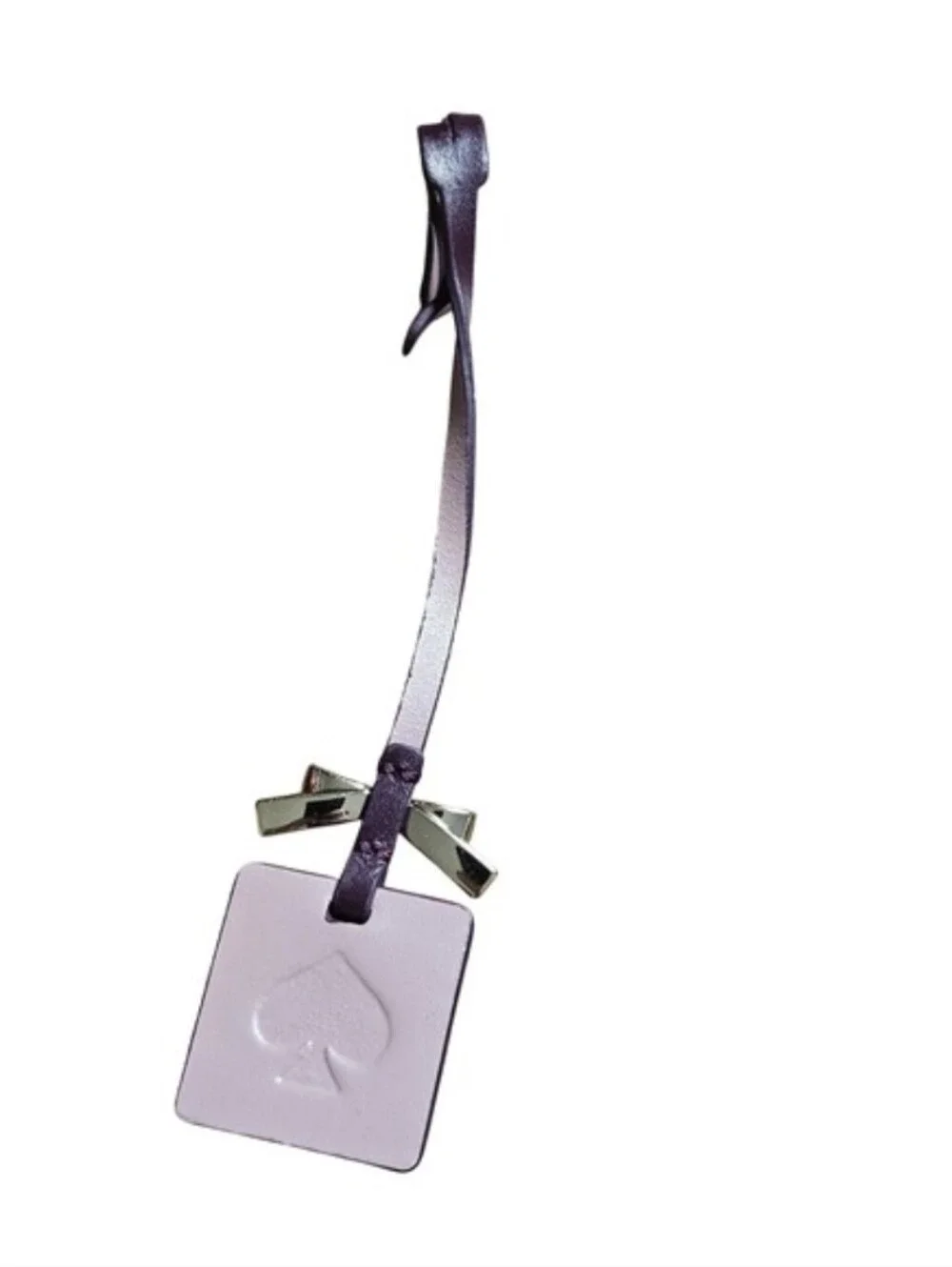 Kate Spade Purple Leather Tag Charm with Silver Spade Cutout